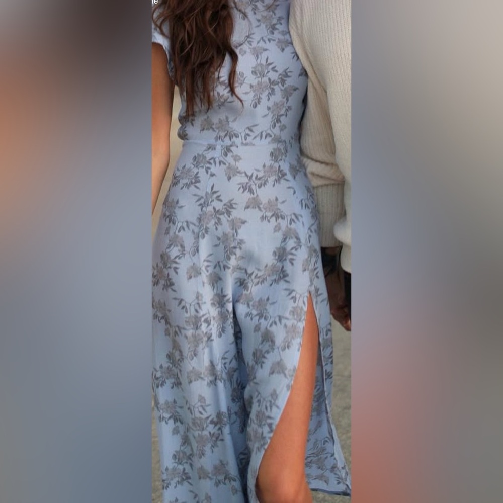 NWT tie back front slit Urban Outfitters Floral Blue Dress